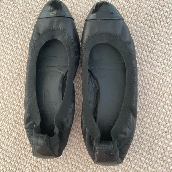 Chanel black ballerina leather flats 36 6 - Picture 1 of 7